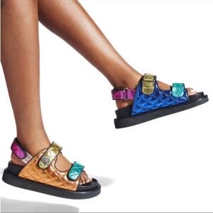 Kurt Geiger Multicolor Quilted Metallic Strap Sandals